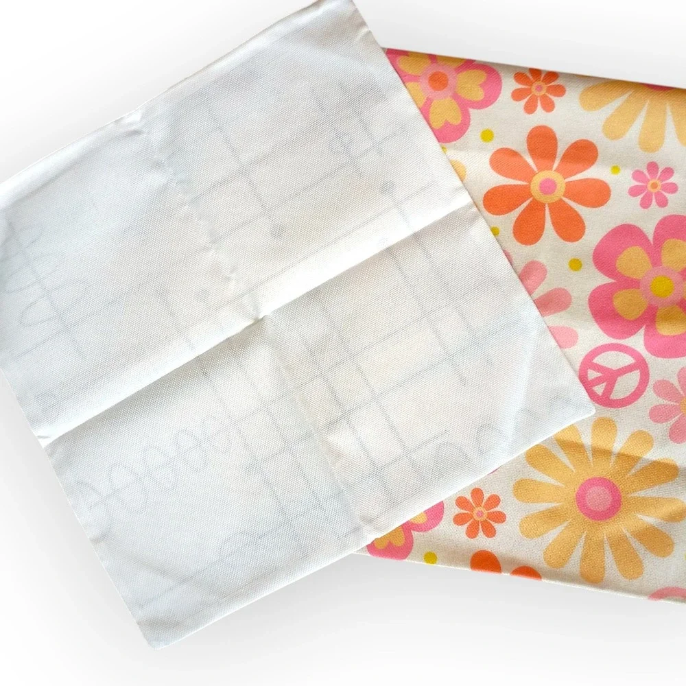 Retro MCM Atomic Pillow Cover and 70s Floral Peace Sign Table Runner Set